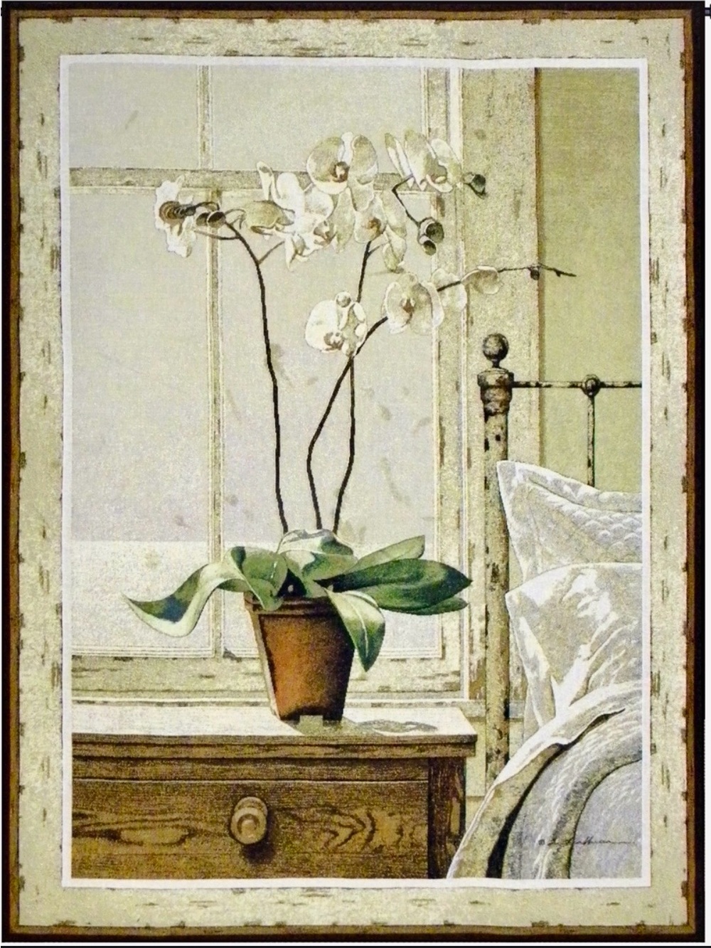 “Orchids in the Window” Tapestry Wall Hanging 53 x 39 in Floral Botanical Jacqu